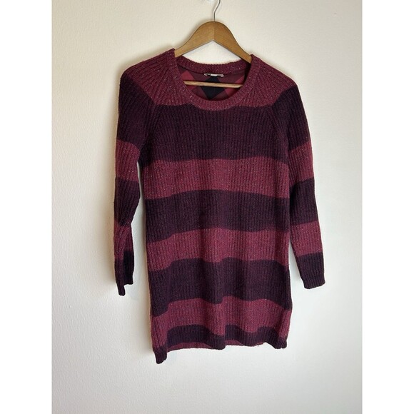 Burberry Brit XS Wool Silk Cashmere Sweater Tunic Stripe Purple Rib Knit - Picture 1 of 5